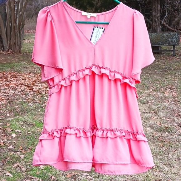 Anthropologie Andree by unit ruffled tiered babydoll boho hippie top - Picture 4 of 14